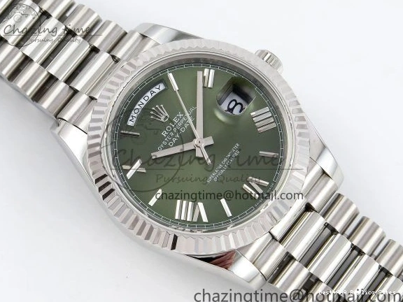 Best AAA Replica Sites Bracelet JDF 1440 V3 904L on TravelReady (Gain President 40 DayDate Weight) Steel VR3255 SS Dial Green Roman 1218